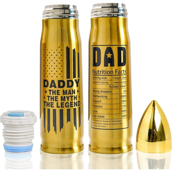 Bullet Tumbler for Men Best Dad Ever Tumbler Stainless Steel Black Bullet Tumblers - Gifts for Him, Husband Gifts From Wife - Gifts for Husband for Anniversary, Husband Birthday Gift