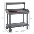 thumbnail image 3 of Outsunny 36 Inch Wooden Potting Bench with Removable Wheels Sink Drawer and Shelves for Outdoor Gardening Workstation Gray, 3 of 9