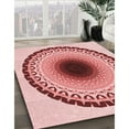 thumbnail image 3 of Ahgly Company Machine Washable Indoor Round Transitional Grapefruit Red Area Rugs, 4' Round, 3 of 7