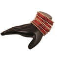 thumbnail image 2 of Sunsoul by Touchstone "Colorful Bangle Collection" Indian Bollywood Alloy Metal And Textured Lipstick Red Designer Jewelry Bangle Bracelets. Set of 18. In Antique Gold Tone For Women., 2 of 5