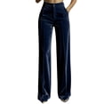 thumbnail image 2 of SOOMLON High Waisted Pants for Women Wide Leg Plus Size Button Ankle Pants Velour Long Pants with Pockets Winter Clothes, 2 of 7
