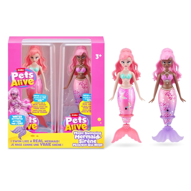 Magic Swimming Mermaid Pets Alive, paquete de 2 unidades, Sea Star & Coral