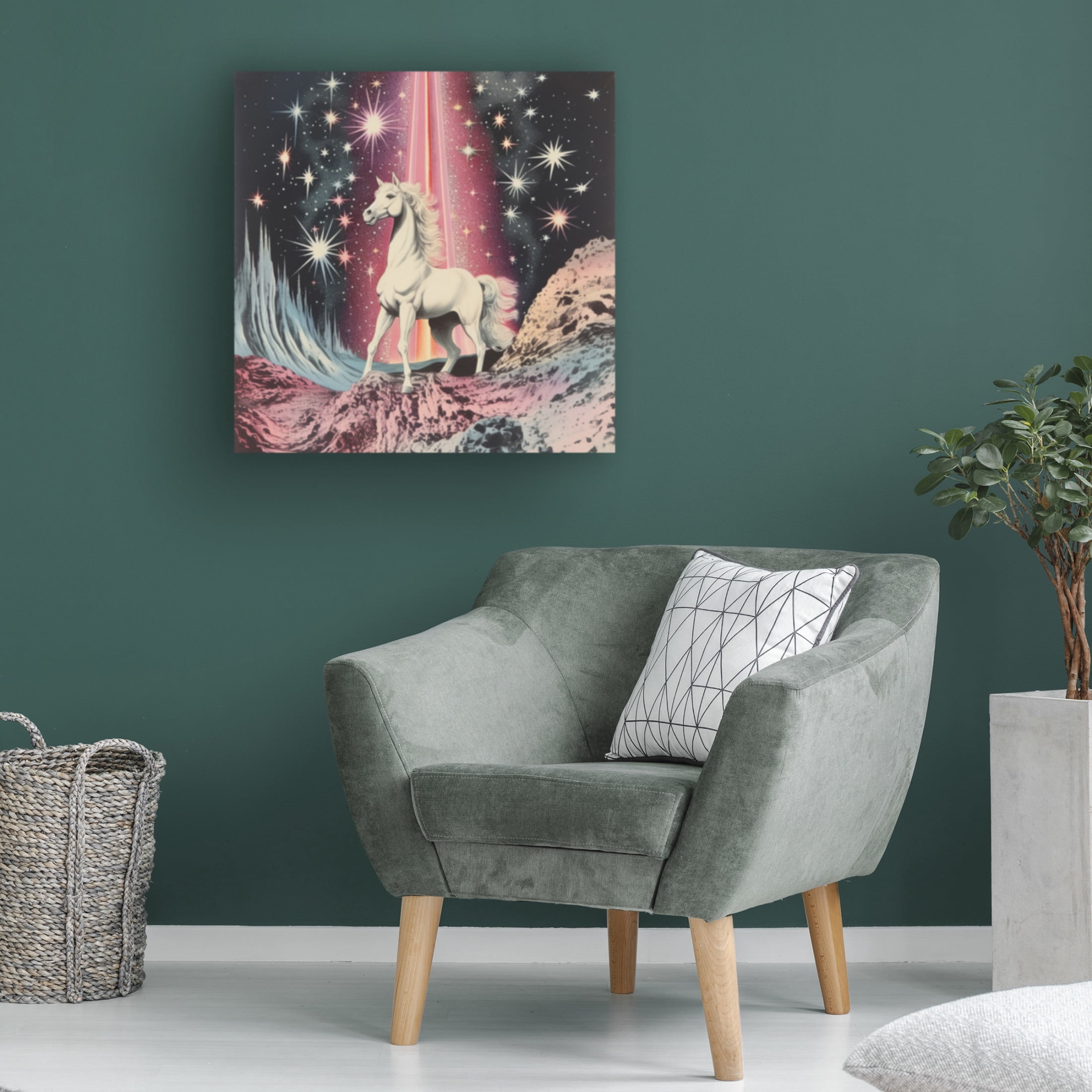 Canvas Wall Art - Samantha Hearn '1980S Magical Horse Collage Art' Wall Art for Living Room, Bedroom, or Office D?cor by Trademark Fine Art - 24 x 24 Inches