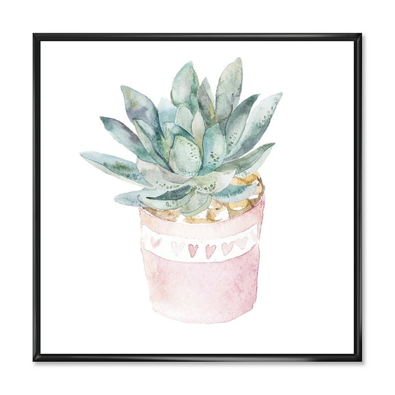 Designart 'Succulent and Cactus House Plants II' Farmhouse Framed Canvas Wall Art Print