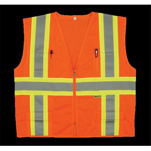 Gilet Multi-Poches en Maille Classe 2 2W - Orange, Grand