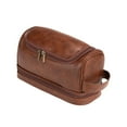 thumbnail image 3 of Bolsa de aseo de cuero PU, bolsa organizadora de viaje de gran capacidad con gancho colgante, bolsas de afeitar para baño, 3 of 9