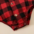 thumbnail image 7 of KIMI BEAR Newborn Baby Boys Outfits 9 Months Newborn Boy Spring Summer Outfits 12 Months Newborn Boy Checked Patterns Lapel Button Short Sleeve Romper Jumpsuit Red, 7 of 7