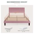 thumbnail image 6 of Amolife Full Size Platform Bed Frame with Upholstered Velvet Channel Headboard, Pink, 6 of 10