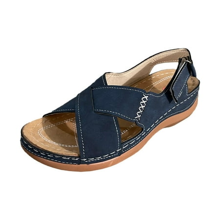 

VerPetridure Slippers for Women Slippers Women Ladies Fashion Slope Heel Sandals Comfortable Round Toe Buckle Causal Sandals Shoes