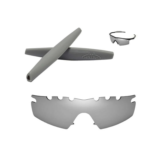 Walleva Titanium Polarized Vented Replacement Lenses And Grey Earsocks For Oakley M Frame Strike Sunglasses