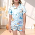 thumbnail image 1 of Pyjamas de Noël pour Filles, Imprimés en Soie, Manches Courtes, Ensemble 2 Pcs, 7-8 Ans, 1 of 4