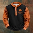 thumbnail image 1 of Men's Retro Halloween Quarter Button Collar Sweatshirt Haunted House Acting Essential Partially Buttoned Pullover Vintage Horror Print Last-Minute Halloween Party, 1 of 3