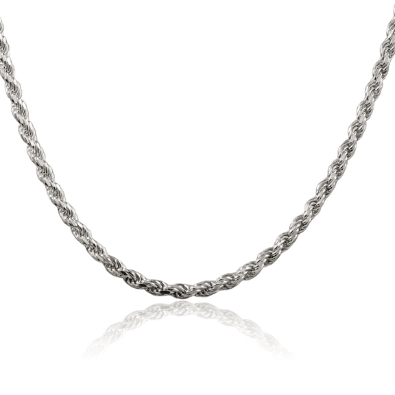 925 Sterling Silver 3.2mm Rope Chain Twisted Link Necklace