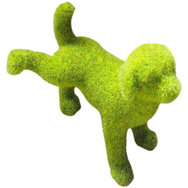 Green Simulation Flocking Dog Puppy Ornaments-Flocked Animal  Decoration-Green Artificial Grass Bunny Flocked Animal Figurines Sturdy for  garden yard farm decor 