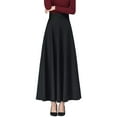 thumbnail image 5 of Women Maxi Skirt Elastic High Waist Large Hem A-Line Long Skirt with Pockets Solid Color Office Lady Skirt, 5 of 8