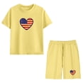 thumbnail image 6 of ITSAME Girls Outfit Sets Patriotic Print Cotton T-Shirt and Shorts 4th of July Casual Clothes 2-Piece Yellow Size 5, 6 of 9