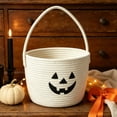 thumbnail image 6 of Halloween Candy Basket Pumpkin Woven 10.6x6.7x6.7in with Bow Handle Portable for Kids Trick or Treat Collection by OVFUIZ, 6 of 6