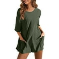 thumbnail image 2 of Wesltd Womens Summer Casual Romper Short Sleeve Crewneck Shorts Jumpsuit with Pockets, 2 of 9