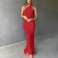 thumbnail image 5 of Ynynloco Wedding Guest Dresses for Women One Shoulder Sleeveless Corset Pleated Backless Maxi Dress for Elegant Party Cocktail, 5 of 7