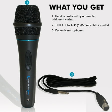 Pair of Professional Portable Microphone with Digital Processing, Steel Construction, Singing Machine,DJ Wired Microphone, 10 Ft Cable Wired Included, XLR to 1/4, for Karaoke, Wedding, Party, Church