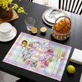 thumbnail image 3 of Happy Easter Placemats Set of 12, Spring Flower Pastoral Butterfly Colorful Stripes Placemats for Dining Table, Place Mats for Kitchen Tabletop, Waterproof Wipeable Dining Table Mats Set, 3 of 9