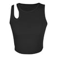 thumbnail image 4 of Gpoecd Camisole Côtelée pour Femmes, Courte avec Design Ajouré, Sans Manches, Col Rond, Coupe Ajustée, Camisole pour Femmes, Noir, P, 4 of 4