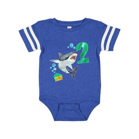 

Inktastic Second Birthday Shark with Cake Gift Baby Boy or Baby Girl Bodysuit