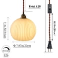 thumbnail image 4 of FSLiving Plug in Hanging Swag Lamp no Wiring Needed Portable Pendant Light with Remote Control Stepless dimming Bulb Brass Finished E26 Honeycomb Retro White Hand-Made Glass Lamp Hanging Lamp -1 Light, 4 of 6