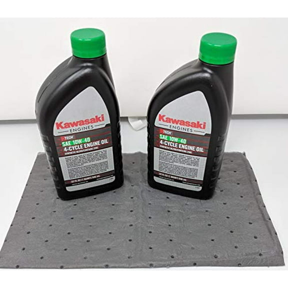 Kawasaki Pack of 2 99969-6296 Genuine OEM K-Tech SAE 10W-40 4-Cycle Engine Oil and Pad