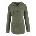 thumbnail image 5 of Sweat à Capuche d'Hiver pour Femmes, Boutonné, Manches Longues, Chaud, Col en V, Vert Foncé, S, 5 of 5