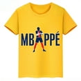 thumbnail image 3 of Camiseta deportiva de algodón amarilla de manga corta de verano para niños y niñas con estampado de avatar de Mbappé, 3 of 5