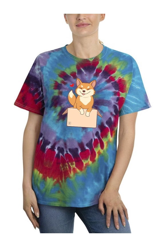 Cute Shiba Inu In Box Tie Dye Spiral Women -Image by Shutterstock, Female Medium