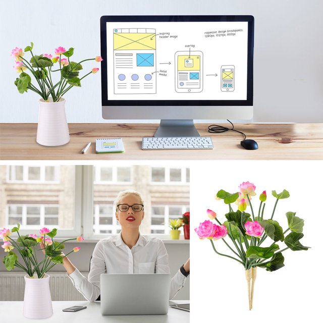 SWETRACE 2Ud Flor Artificial De Loto En Seda Rosa Para Uso En Y Fotografía