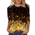 thumbnail image 1 of WEAIXIMIUNG Women's Long Sleeve T-Shirts Loose Fit Tops for Womens Casual Summer Tops Three Quarter Sleeve Round Neck Tee T Shirt St Patricks Day Printed Loose Side Split Tunic Blouse, 1 of 4
