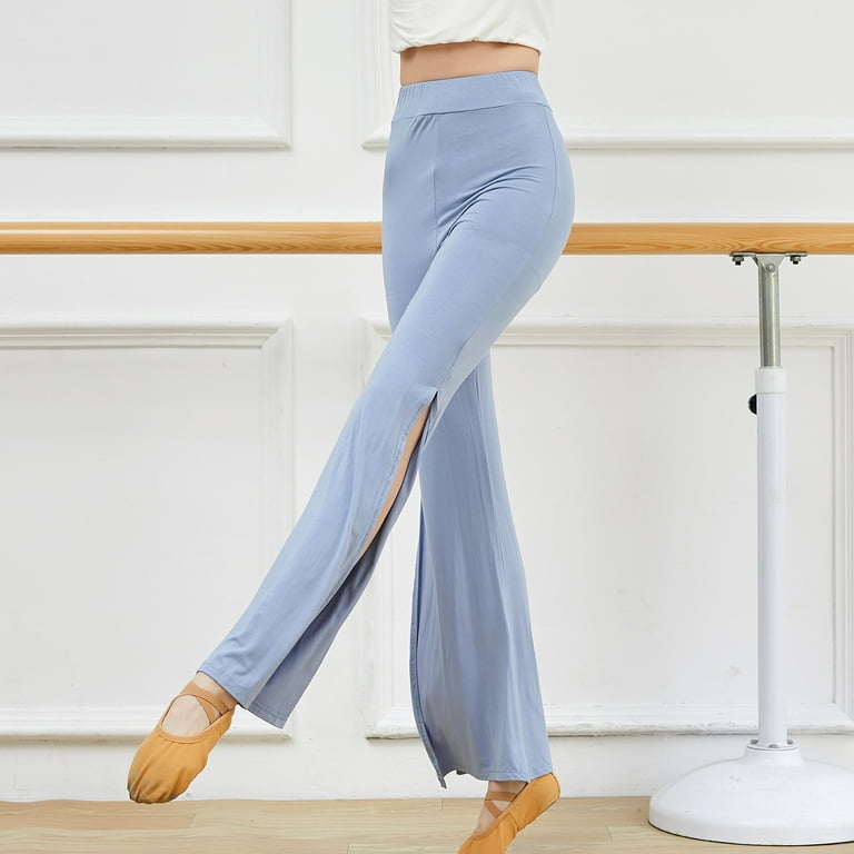 Wyongtao Women's Bootcut Yoga Pants Work Pants Split Hem Full Length Flare  Leggings Light Blue M 
