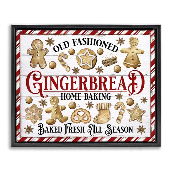 Stupell Industries Traditional Old Fashioned Gingerbread Black Floating Frame Canvas Art, 21 x 17, by Creatif Belle