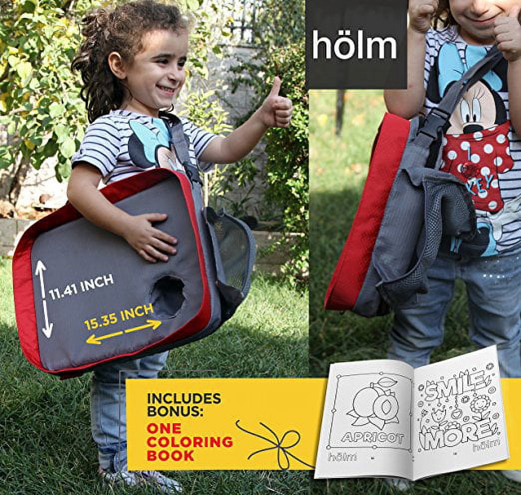 Holm Kids Travel Tray with Zipper & Expandable Storage Pocket for Car & Airplane, Waterproof