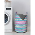 thumbnail image 3 of Tribal Laundry Bag, Watercolor Tie Dye Effect Artwork Stripes Aquatic Theme Bohemian Aztec Print, Basket with Handles Drawstring Closure for Laundromats, 13" x 19", Blue Pink Cream, by Ambesonne, 3 of 4