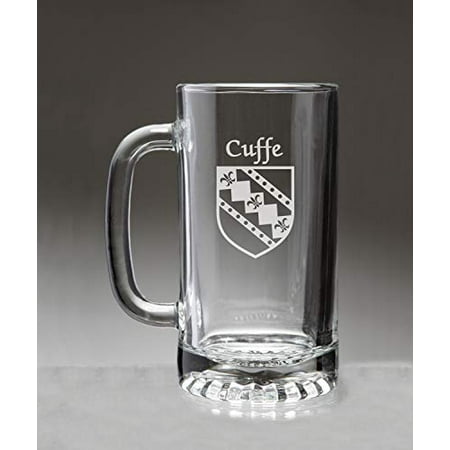 

Cuffe Irish Coat of Arms Glass Beer Mug (Sand Etched)