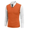 thumbnail image 2 of Zimjoy Mens Sweater Vest V Neck Basic Vintage Sweater Vest Casual Knit Pullover Vest Sleeveless Oversized Men Sweater, Orange L, 2 of 6