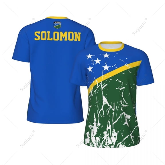 Exclusive design Solomon Islands Flag Grain 3D Printed Men For Running Bike Soccer Tennis Fitness Sports tshirt Mesh T-shirt