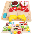 thumbnail image 2 of Juego de comida, juego de tabla de cortar, juego de frutas para cortar madera, frutas, verduras, postre, juego de cocina, juguetes educativos para niños preescolares, niños pequeños, niños y niñas (tomates) Sincero Electrónica, 2 of 3