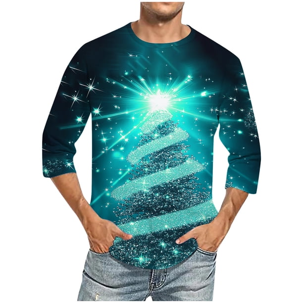Camisas de Manga Larga para Hombres Imprimir Casual Cuello Redondo Blusa de Manga Corta, Camisas de Lino para Hombres