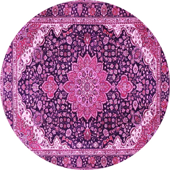 Ahgly Company Indoor Round Medallion Pink Traditional Area Rugs, 5' Round