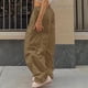 thumbnail image 4 of Pantalones Sueltos Para Mujer, Pantalones Deportivos Con Bandas En Los Tobillos De Poliéster, Bolsillos Grandes Con Costuras Laterales, 2 Botones Laterales Para Viajes ANGGREK Caqui L, 4 of 6