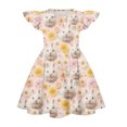 thumbnail image 3 of CCRFTGI Easter Dresses for Girls Size 7 Cute Bunny Rabbit Flutter Sleeve Trendy A-Line Dress Holiday Summer Clothes for Kids Orange 7-8 Years, 3 of 4