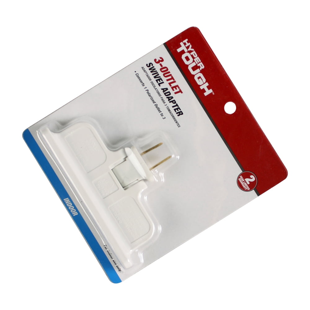 Hyper Tough 3 Outlet Swivel Adapter White, for Indoor Use Only