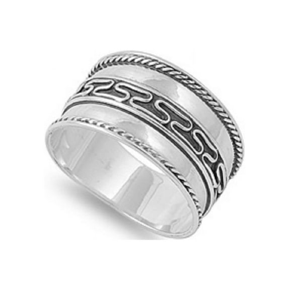 925 Sterling Silver Bali Concept Tribal Ring Size 10