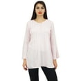 thumbnail image 2 of Phagun Women's Designer Pink Top Rayon Flounce Sleeve Loose Blouse Shirt - 4, 2 of 8