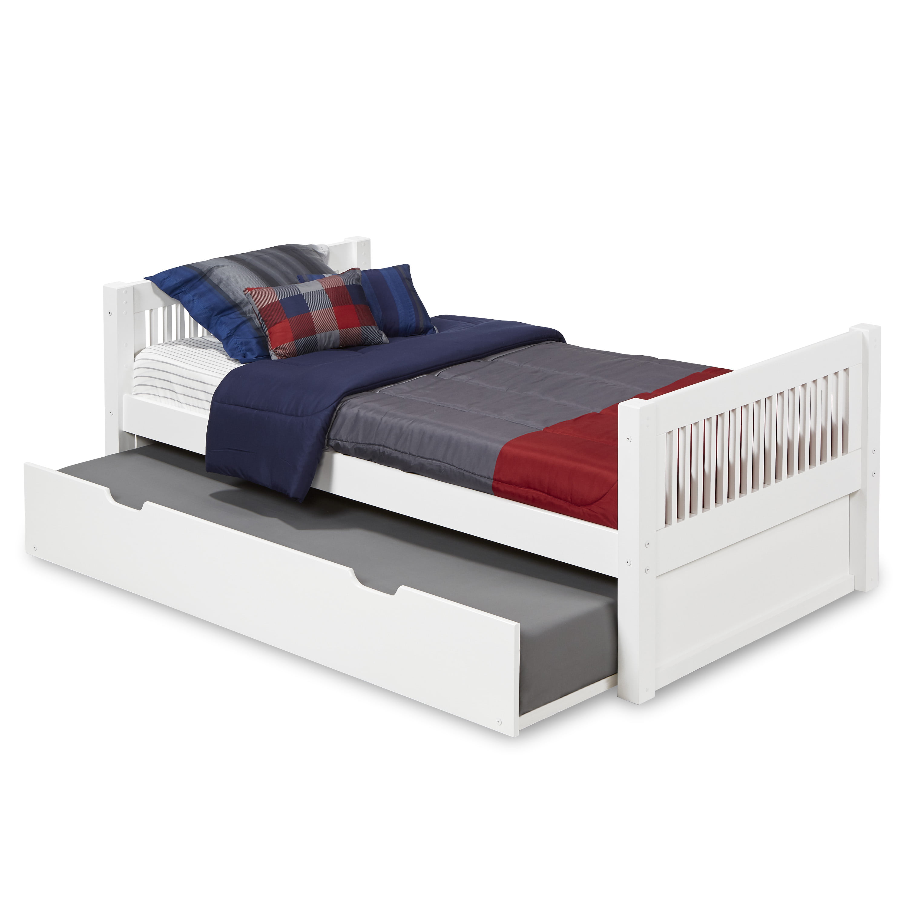Camaflexi Twin Size Platform Bed with Twin Trundle ...